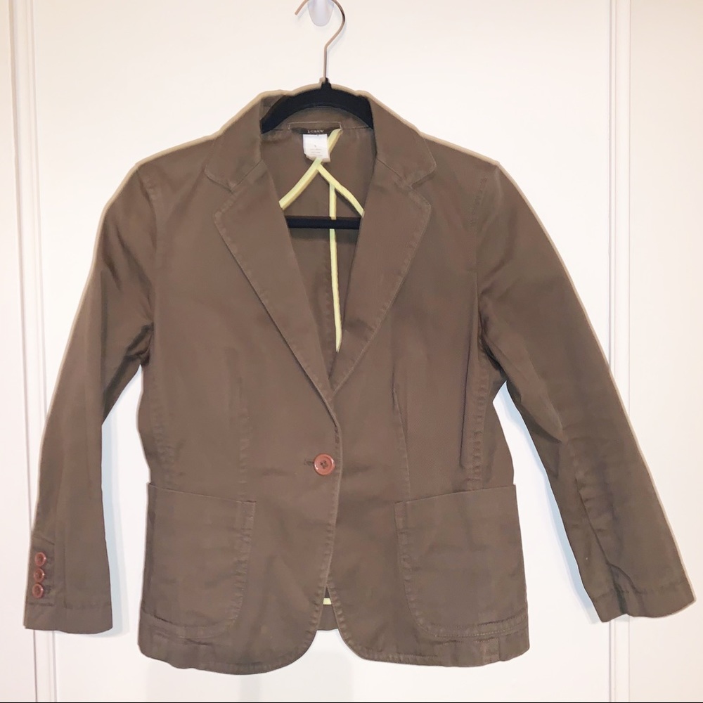 J. Crew Small Olive Green Cotton Blazer